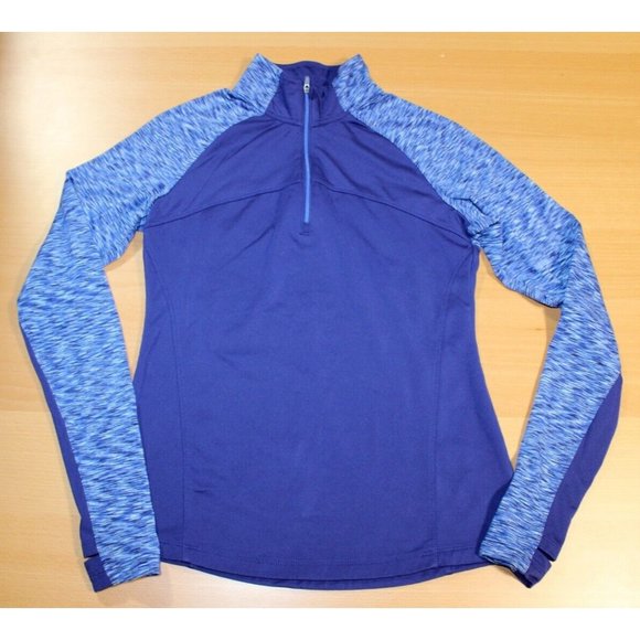 Womens Danskin Now 1/4 Zip Long Sleeve Mock Pullover Small 4-6 Blue Activewear - Picture 1 of 7